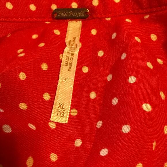 Free People Pippa Polka-Dot Mini Sz XL Button-Down Dress Y2K Feminine Cottage - Picture 9 of 16